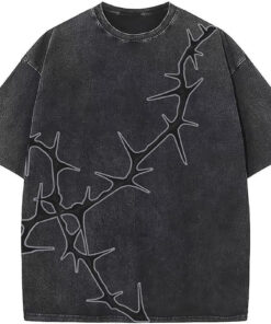 Graphic oversized vintage washed streetwear T-shirt casual loose fit top