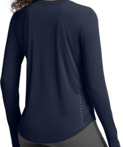 Lightweight women’s long sleeve athletic shirt gym running UV protection moisture-wicking tee