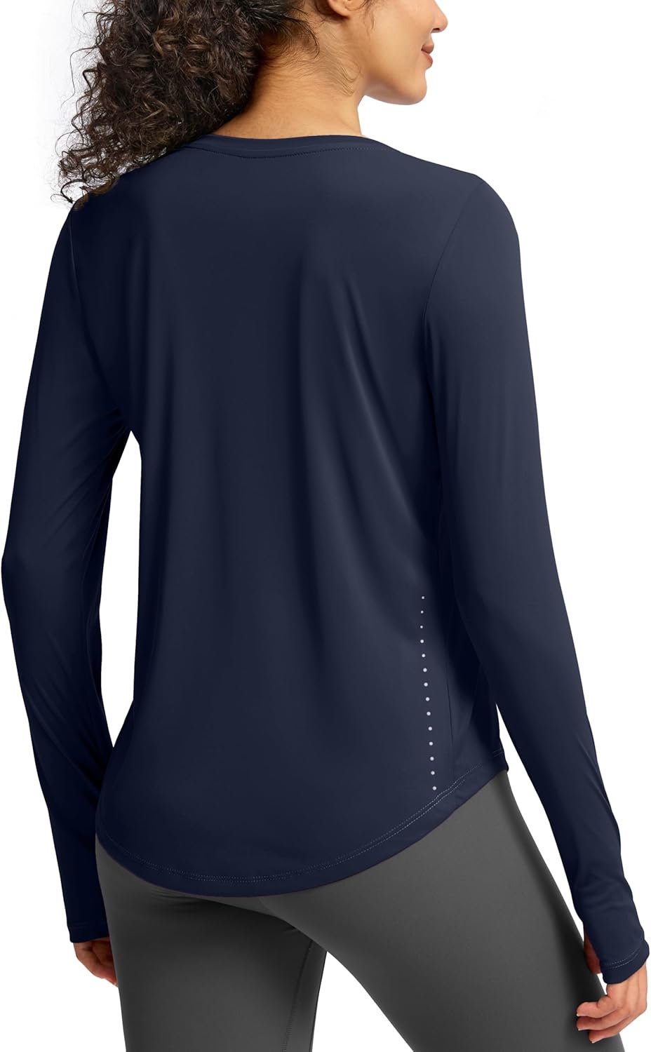 Lightweight women’s long sleeve athletic shirt gym running UV protection moisture-wicking tee