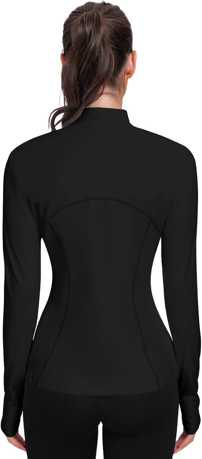 Women’s athletic zip-up jacket sport workout shirt gym yoga activewear with pockets - Image 2