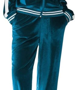 Women’s velvet tracksuit 2-piece lounge set zip sweatshirt sweatpants with pockets