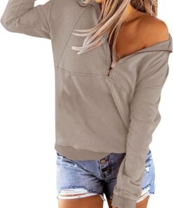 Alternative view of Women’s Long Sleeve Half Zip Pullover Sweatshirt Loose Casual Top