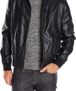 Men’s Faux Leather Bomber Jacket Casual Outerwear