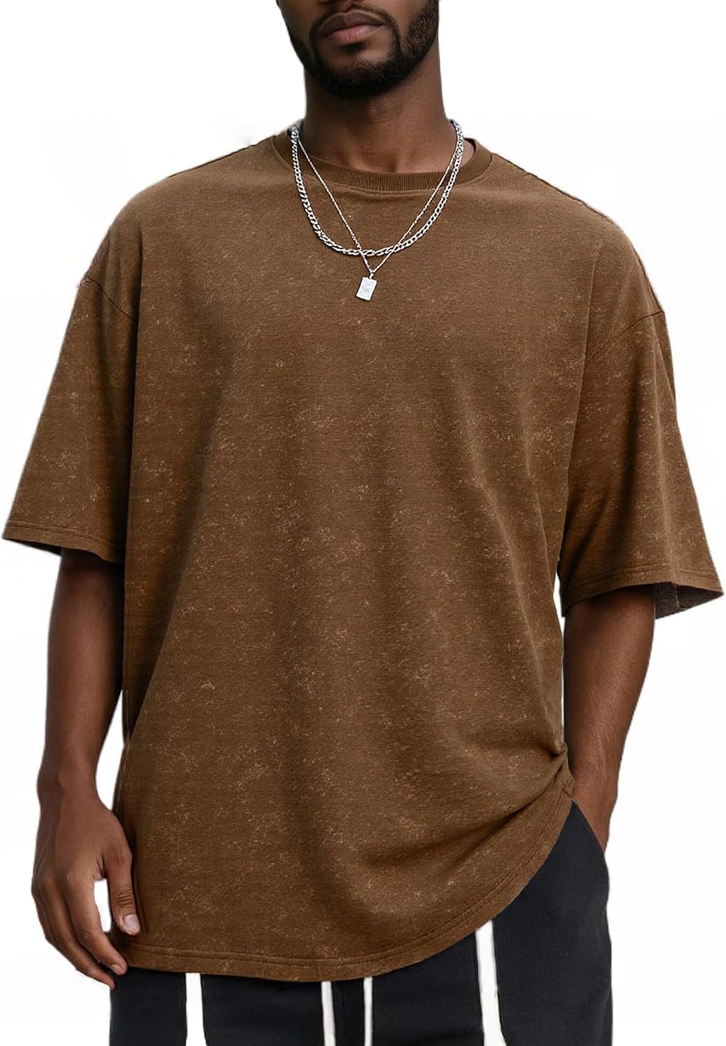 Oversized men’s streetwear vintage short sleeve casual loose basic T-shirt