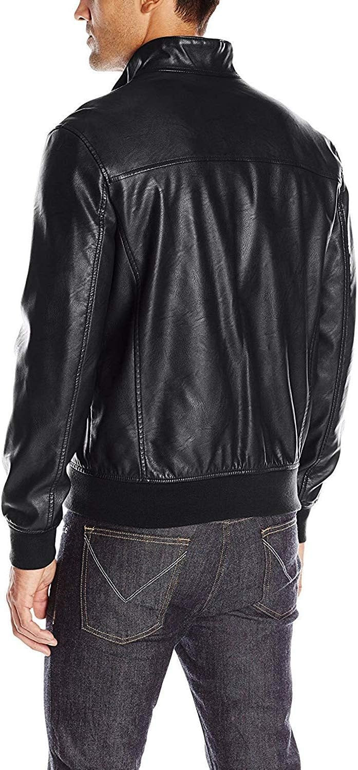 Men’s Faux Leather Bomber Jacket Casual Outerwear - Image 2