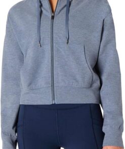 Women’s Soft Lightweight Cropped Zip Up Workout Hoodie