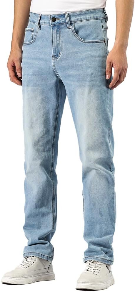 Men’s Baggy Stretch Straight Fit Work Jeans Loose Casual Denim Pants