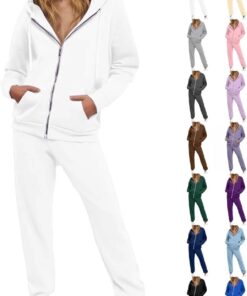 Women’s sweatsuit 2-piece tracksuit long sleeve zip sweatshirt sweatpants set